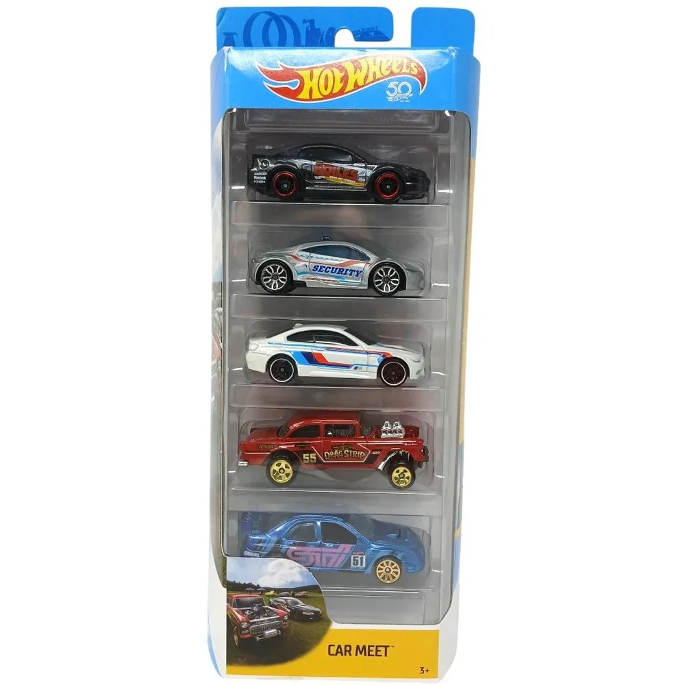 Hot Wheels 5-Car Pack Car Meet Edition W/ BMW Mustang BelAir Impreza Eclipse D42